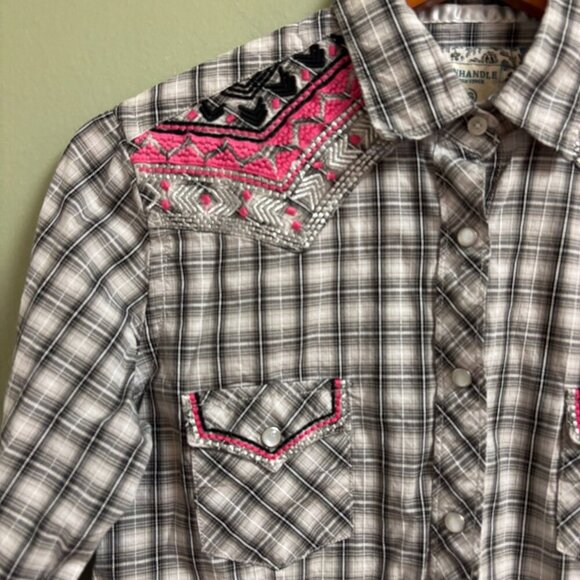 Panhandle Rough Stock Women Shirt Sz S Pearl Snap Embroider Texas Cowgirl Rodeo - Picture 3 of 13